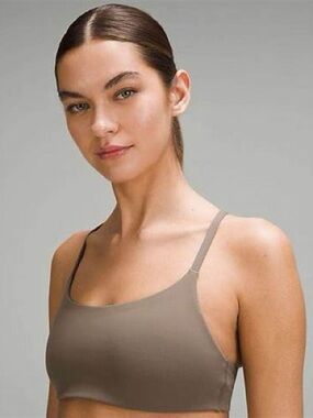 lululemon athletica taupe strappy scoop sports bra